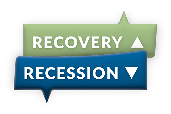 Recovery and recession word balloons